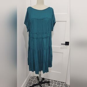 Wayward Fancies eShakti Rayon Crinkle Tiered Shift Dress Size 2X Cottagecore